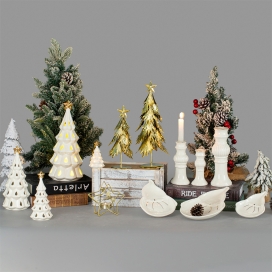 CERAMIC DECORATION-TREE AND CANDLEHOLDER AND PLATE